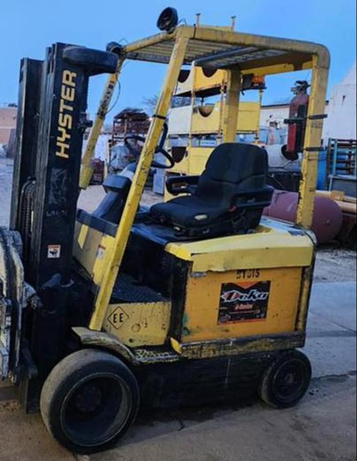 Used 1995 Hyster 3550# E50XM2-33 Sit Down 48V Forklift w/Rotator 189" Lift 3 Stage