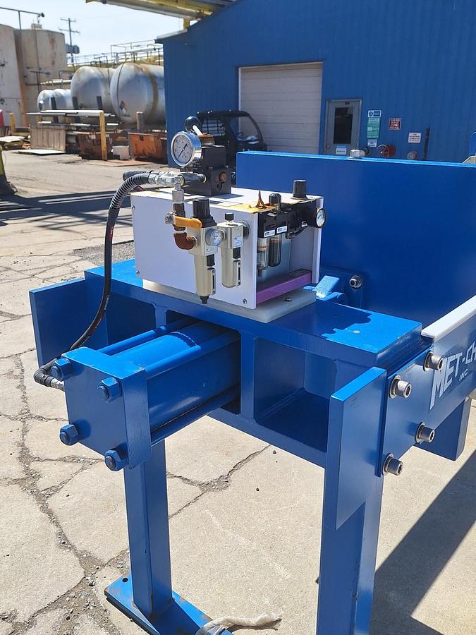 Used Met-Chem 19 Cu. Ft. 800mm Hydraulic Filter Press – 38 Polypropylene Plates - Like New Condition 