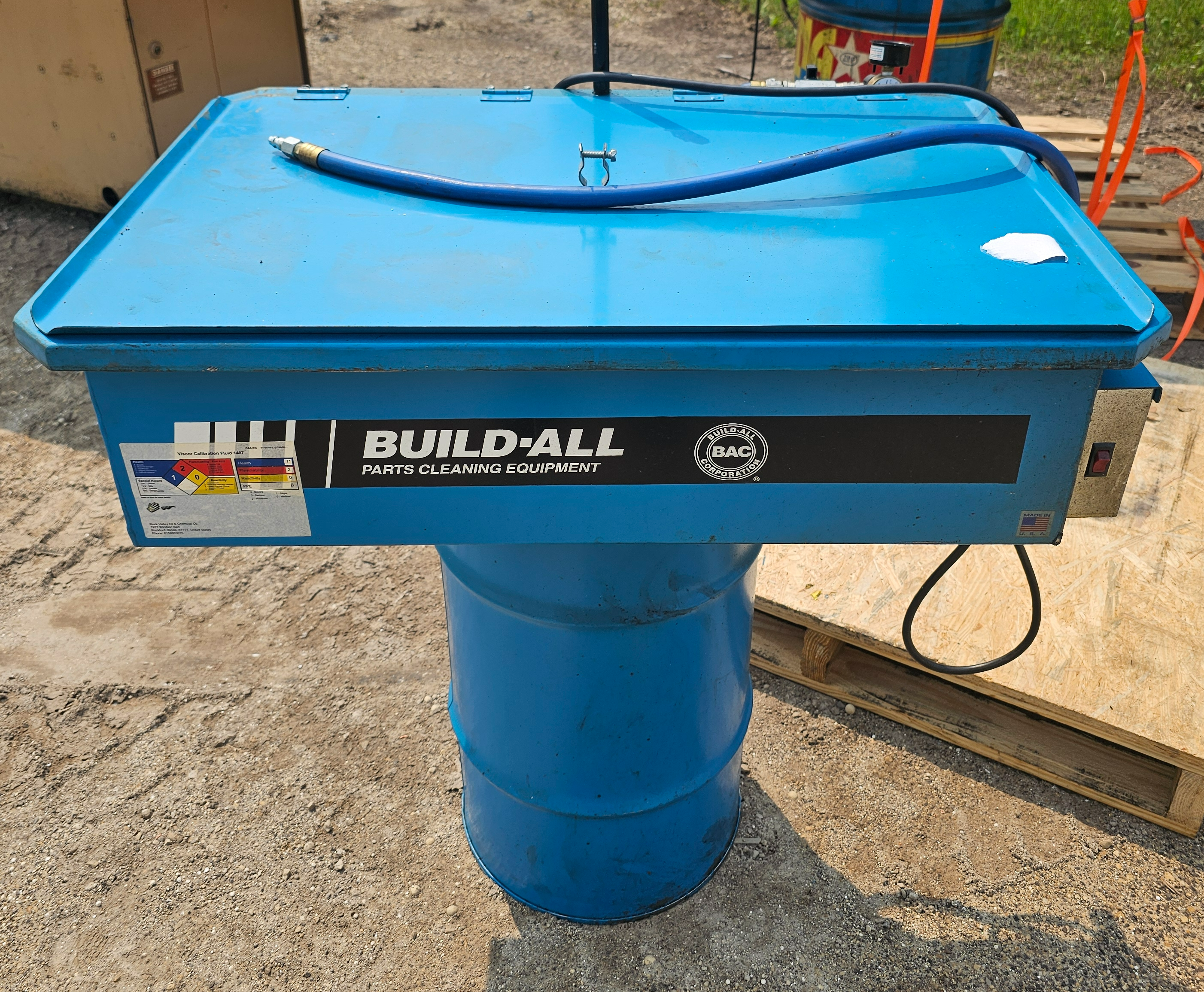 Used Build-All TKL16 14-Gal Drum-Mounted Solvent Parts Washer, 170 GPH, 120V