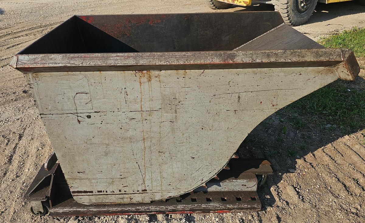 Used Roura Style 1/2 Cu. Yard Self Dumping Hopper on Castors 50" x 30" x 25"