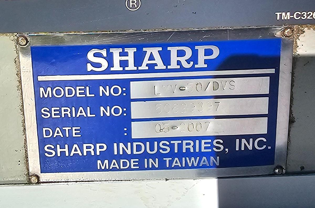 Used 3 Hp Sharp LMV-50/DVS CNC Vertical Knee Mill Acu-Rite CNC Control Collets & Vise