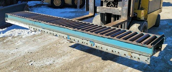 Used 2 Hytrol 10' x 19'' Wide Roller Conveyor Gravity Feed Conveyor Sections