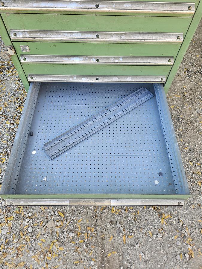 Used Vintage 15 Drawer Equipto Industrial Tooling Cabinet 28" x 28" x 60" Green