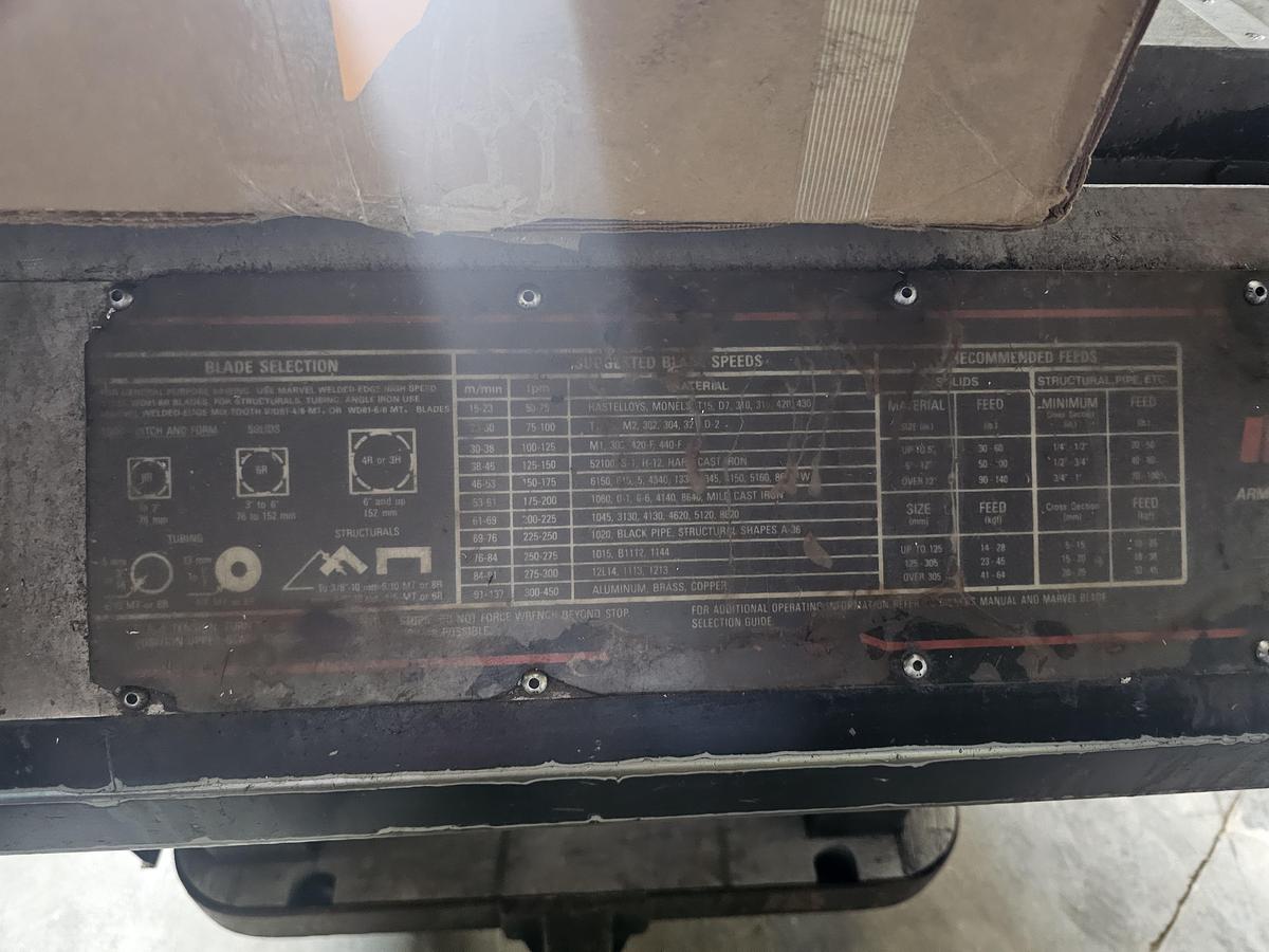 Used 1995 Marvel Series 8 Mark II Vertical Tilt Frame Bandsaw 18" x 22" Capacity