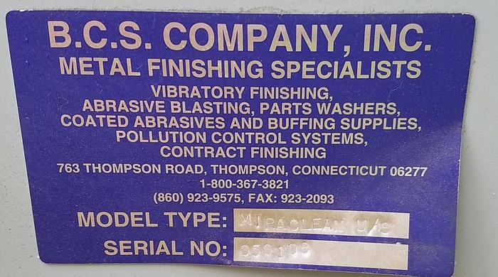 Used BCS CO. MIRACLEAN U/S SST 3-Stage Ultrasonic Heated Parts Washer SOAK/WASH/RINSE
