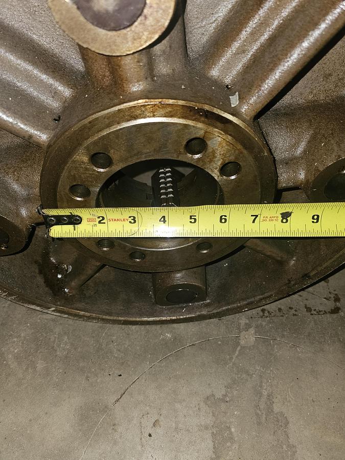 Used 16'' 4-JAW LATHE CHUCK w/CAM LOCK DESIGN, 4'' THRU-HOLE, 4" THICK, FLAT BACK MNT