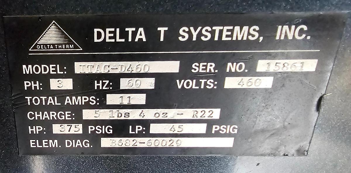 Used 4 Ton Delta T Systems ITAC-D460 Air Cooled Industrial Chiller