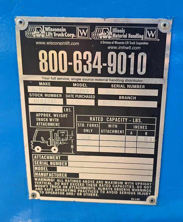 Used 1997 Genie Z20/8N Articulating Self Propelled Boom Lift 