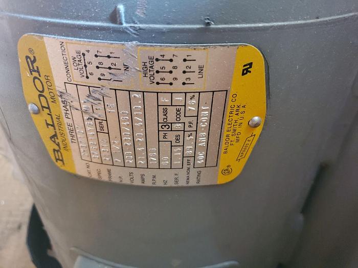 Used Baldor CM3710T 7.5HP AC Electric Motor 1770 RPM 208-230/460V 213TC