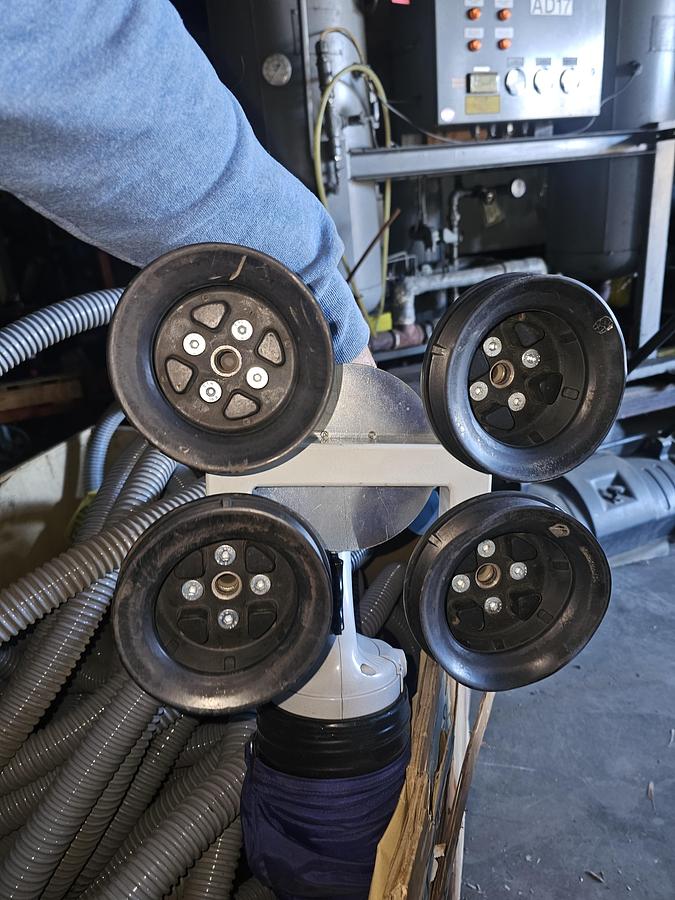 Used 250# Gorbel Twin Bridge Freestanding Crane 26' Span x 45' Runway w/ Schmalz 50 Kg Vacuum Lift Systems 