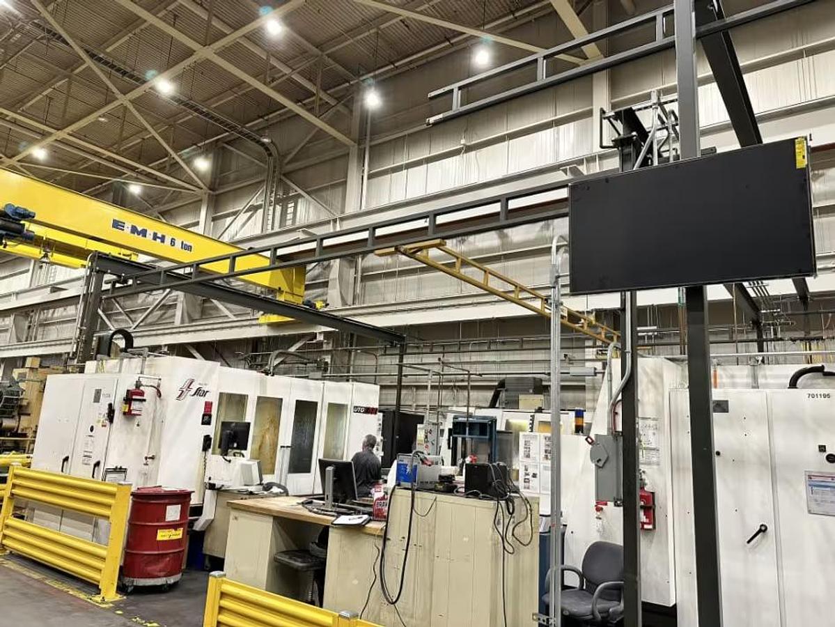 Used 500# Spanco 30' Span x 31' Runway Free Standing Modular Bridge Crane & Coffing Hoist