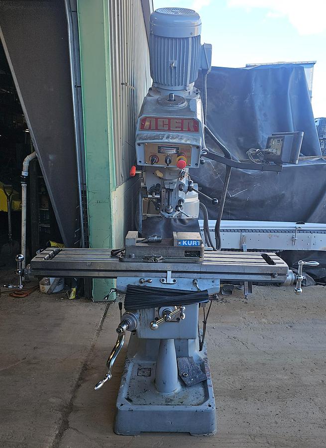 Used 2012 3 Hp ACER E-Mill EVS-3VSII Knee Mill , 9" x 49" Table Acurite DRO