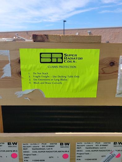 Used Super Radiator Coil Industrial Water Cooling Coil 48.00 x 043.000-03R-0.625/096