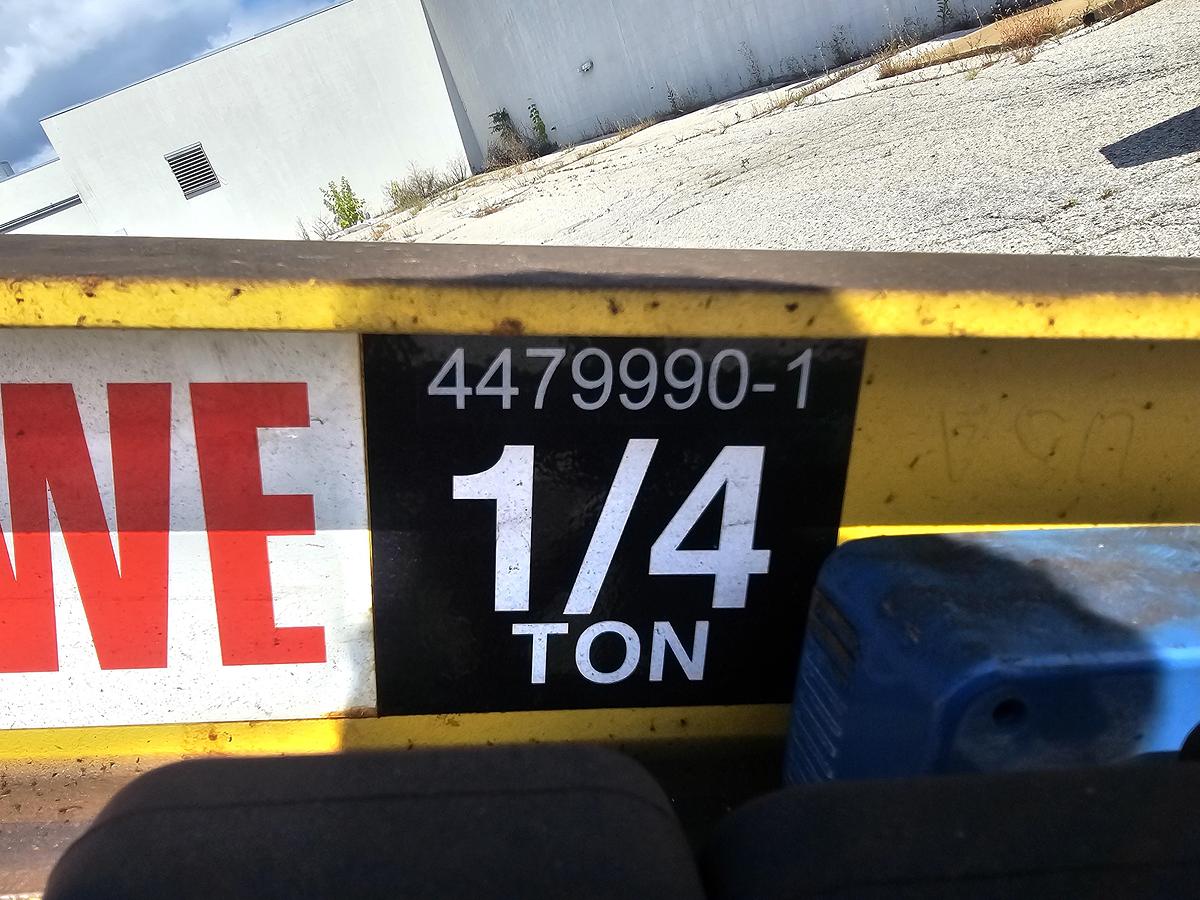 Used 1/4 Ton Abell-Howe Freestanding Jib Crane 10' Under Beam x 11' Span & Demag Hoist