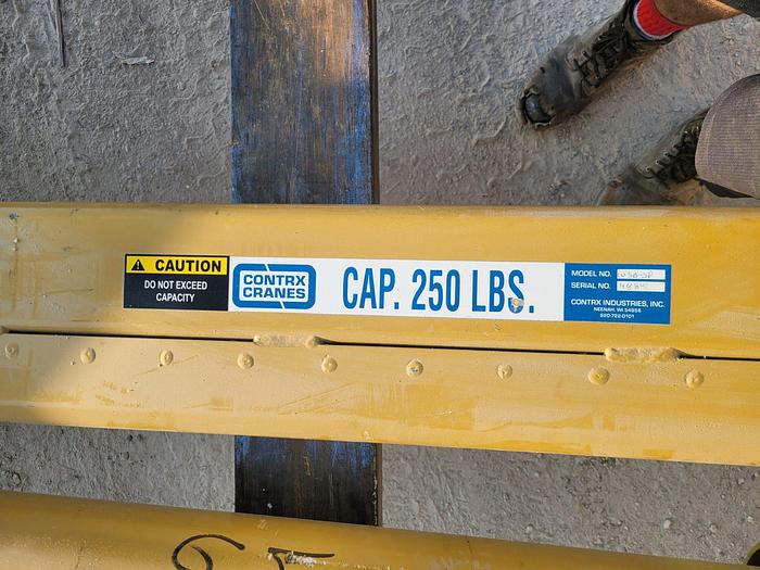 Used Contrx Workstation 250lb Jib Crane 8′ Span 10′ Under Beam Height w/CM Hoist