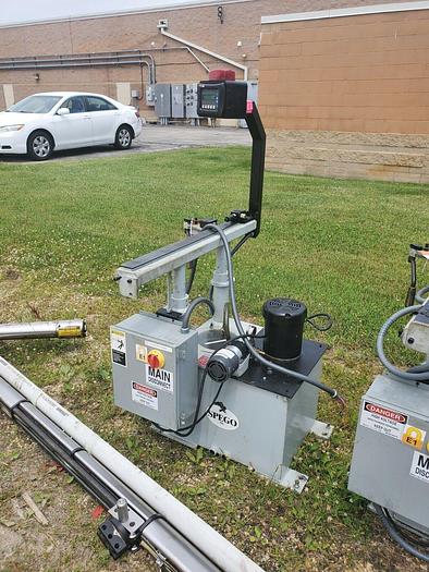 Used 12' Spego TURNAMIC 123 Hydraulic 3 Tube Barfeeder w/123Z65 Power Source & PLC Control