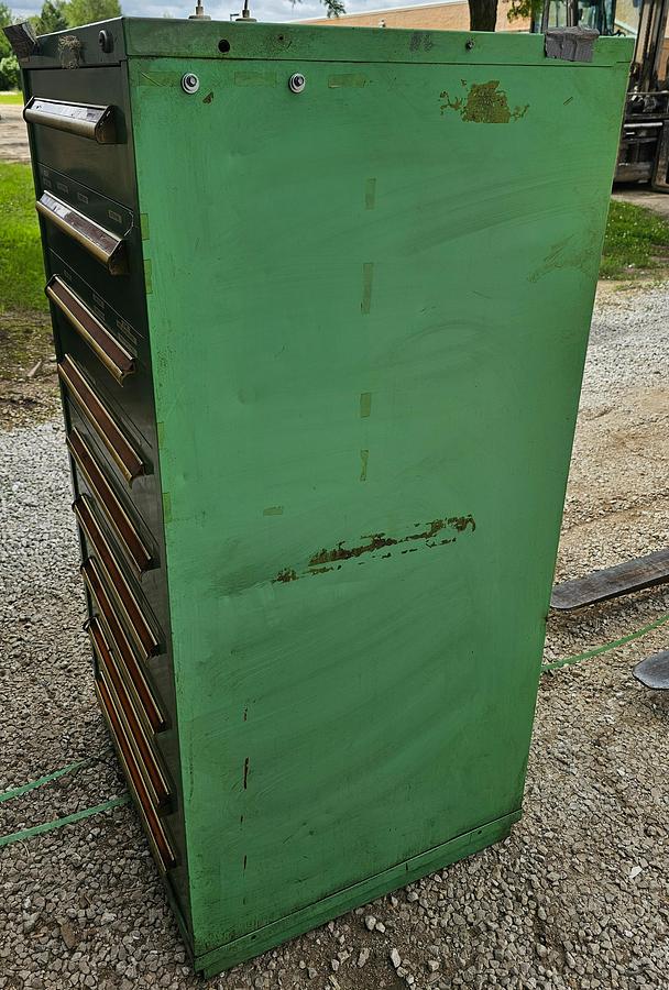 Used 9 Drawer Equipto Industrial Modular Ball Bearing Tooling Cabinet 30" x 28" x 59" 