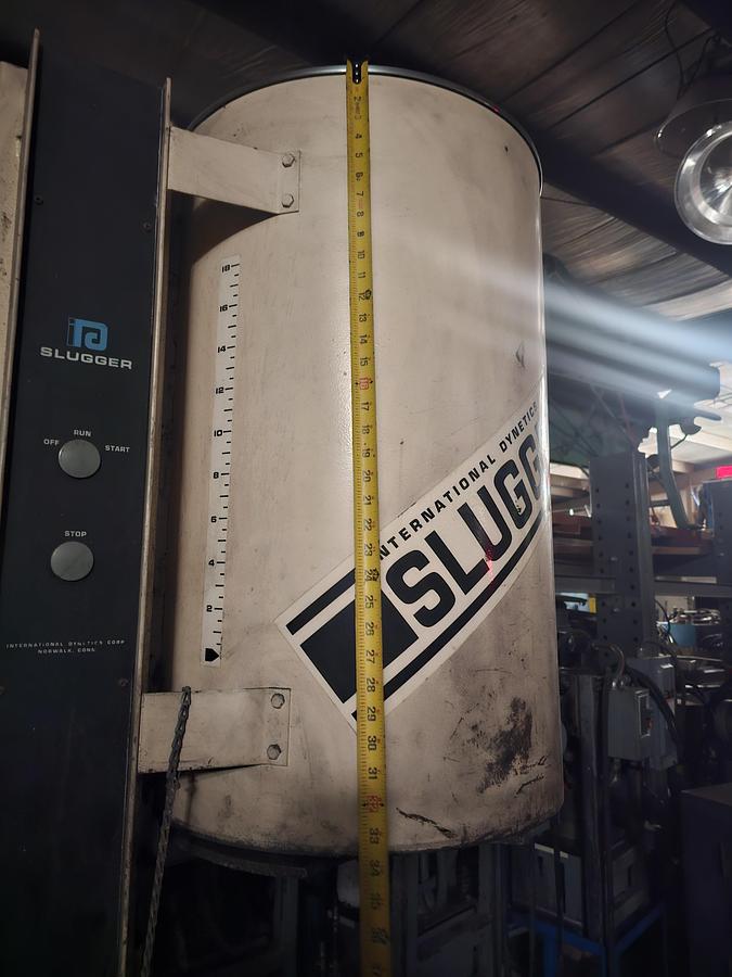 Used 23" x 34" International Dynetics 55 Gallon Slugger Drum Crusher/Compactor 110 Volt, 1 ph