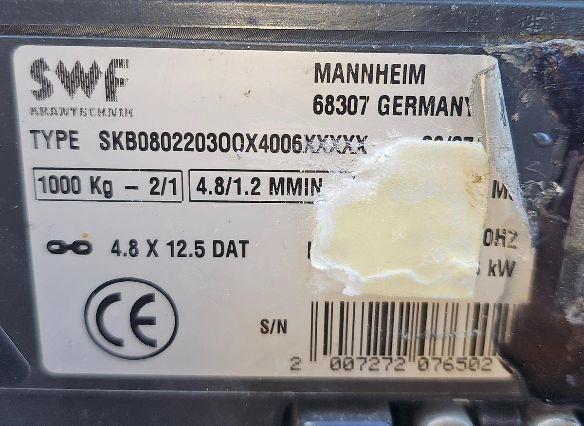 Used 500 Kg Schmalz MOD-VM-COMF-500/750 8-Cup Vacuum Lifter & Electric Chain Hoist