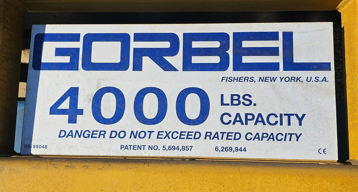 Used 4000 lb (2 Ton) 19.5' Span x 33' Runway Gorbel Freestanding Bridge Crane System & Hoist