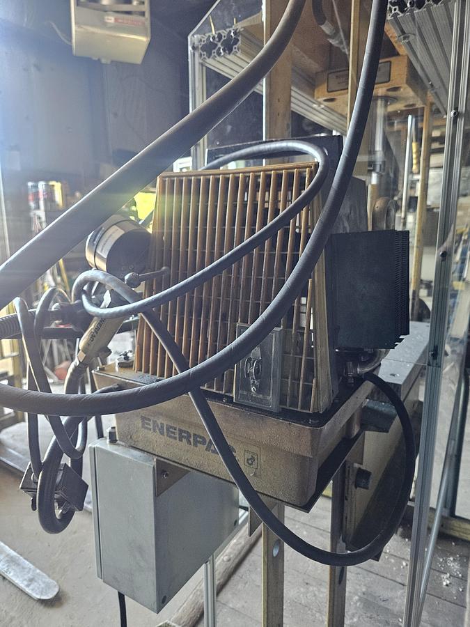 Used 50 Ton Enerpac Electric Over Hydraulic H-Frame Shop Press with Interchangeable Bits