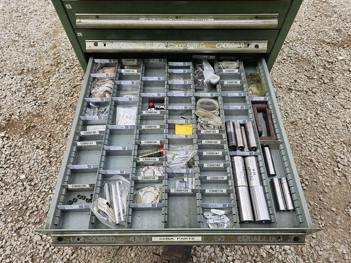 Used Nu-Era 15 Drawer Automator Ball Bearing Tooling Cabinet 28.5" x 28.5" x 60"