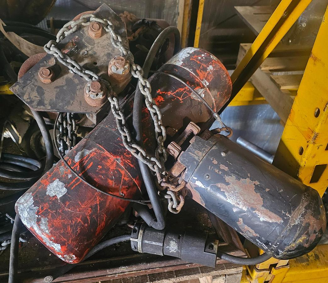 Used 1/4 Ton CM Lodestar C-2 Electric Chain Hoist, 10' Lift & Trolley 