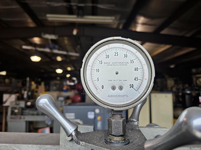 Used 50 Ton Dake Mechanical H-Frame Shop Press 55" Between Frame