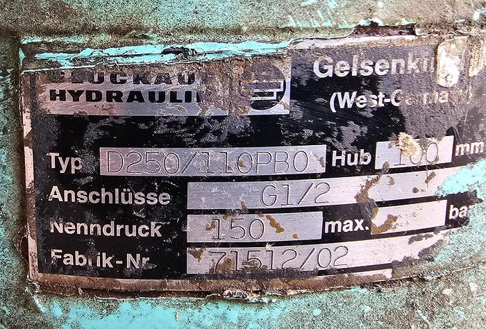 Used Duckau Hydraulik D250/110PB0 100 Ton Hydraulic Jack 100 mm Hub 