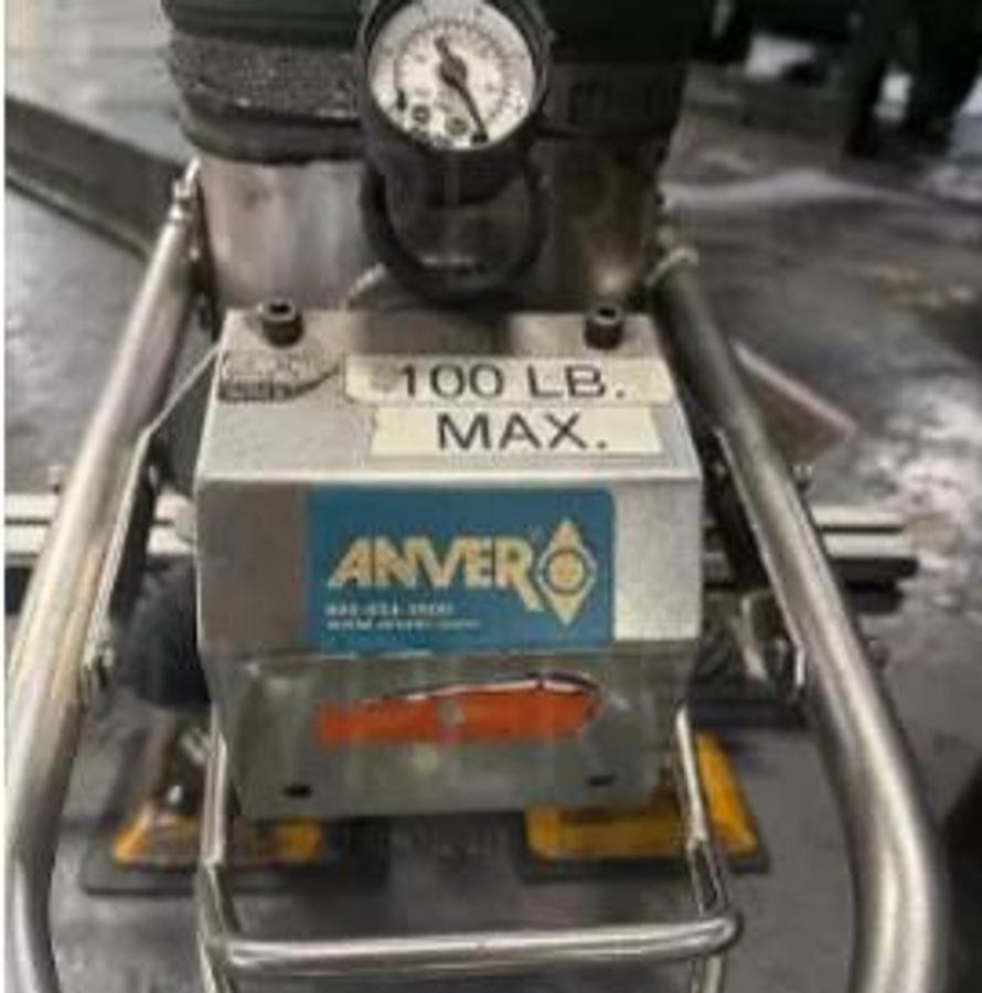 Used 25' Span x 32' Runway Gorbel 250# Freestanding Bridge Crane System & Anver 100# Vacuum Lift 