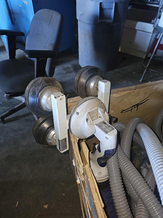 Used 250# Gorbel Twin Bridge Freestanding Crane 26' Span x 45' Runway w/ Schmalz 50 Kg Vacuum Lift Systems 