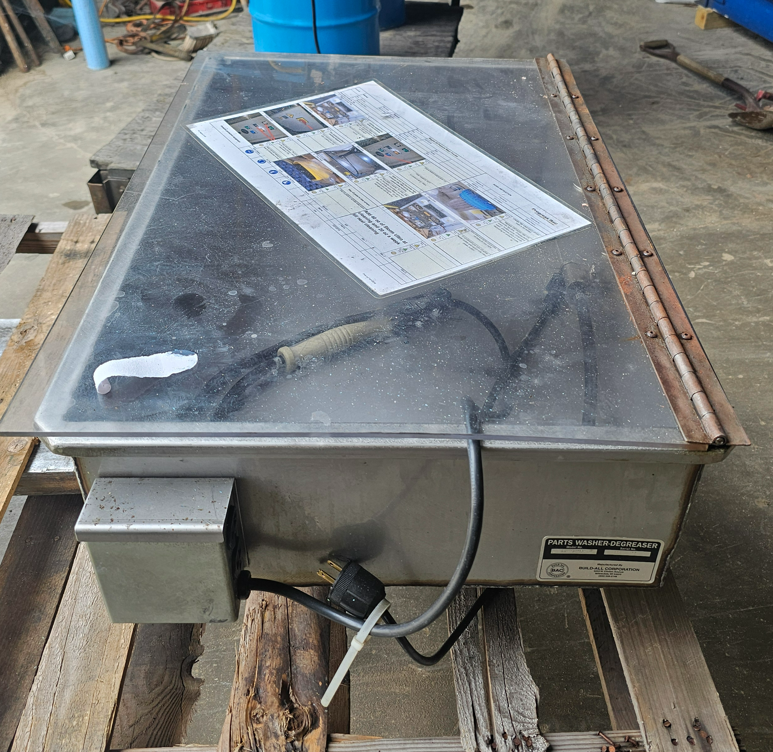 Used Build-All SSWH30MOD Stainless Heated Parts Washer Top (No Drum, Washer Only)