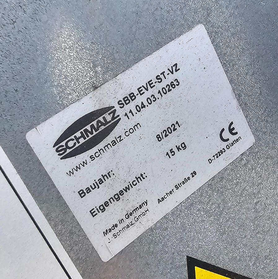 Used 50 Kg Schmalz SBB-EVE-ST-VZ Vacuum Lifter Ergo Handler 10' Arm x 11' HUB Jumbo ERGO 65 