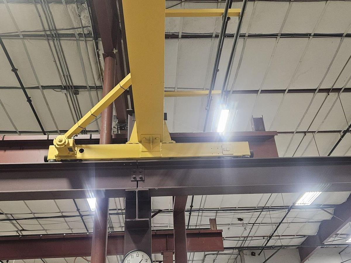 Used 5 Ton Crane Werks 45' x 100' Free Standing Overhead Bridge Crane & RM Hoist