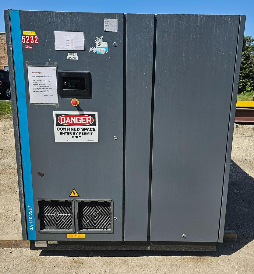 Used 2021 Atlas Copco GA110VSD+ | 150HP Rotary Screw Compressor | 110kW | 19k Hrs