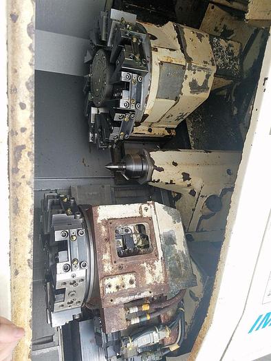 Used 2001 Okuma IMPACT LU15 Big Bore Twin Turret CNC Turning Center OSP U110L Control & Chuck
