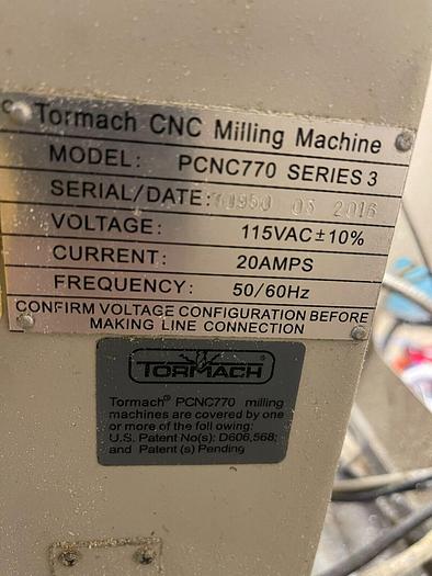 Used 2016 Tormach 770 Personal CNC Milling Machine