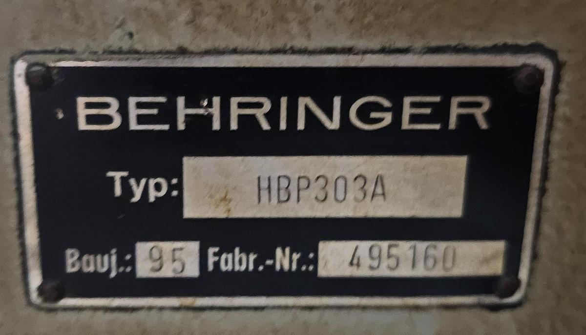 Used 11.8" x 11.8" Behringer HBP303A Automatic Twin Column Horizontal Bandsaw 
