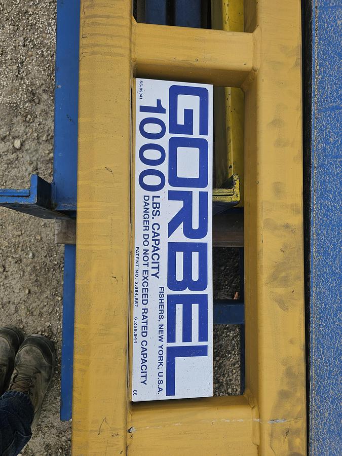 Used 1000 lb (1/2 Ton) Gorbel 27' Span x 43' Runway Freestanding Bridge Crane System & Hoist