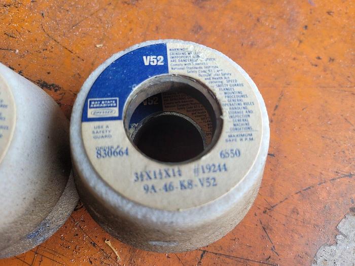 Used 46 Grit Bay State Abrasives 3-1/2" x 1-1/2" x 1-1/4" Flaring Cup Wheels, Qty.-4x