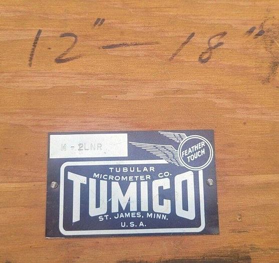 Used Tubular Micrometer Co. Tumico 12''-18'' M-2LNR Outside Micrometer & Standards