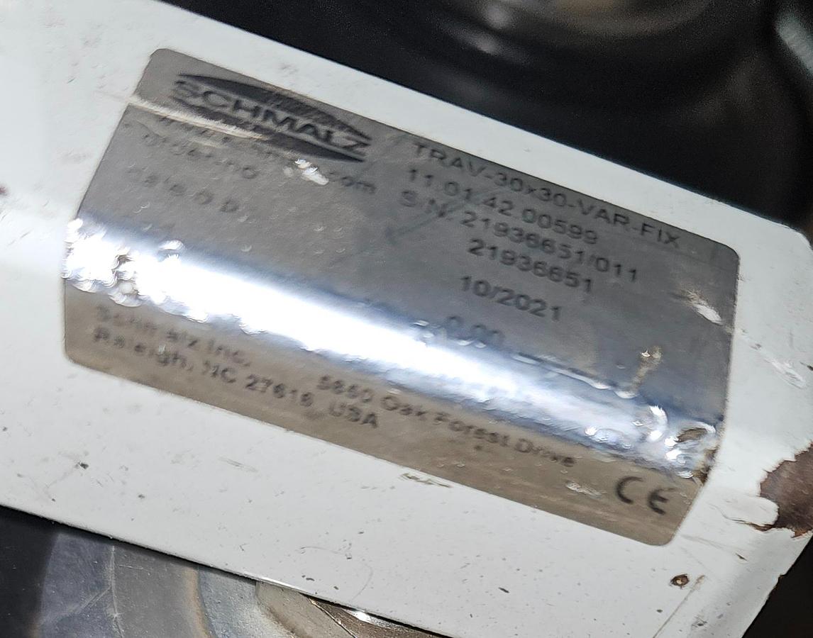 Used Gorbel 26' x 45' Twin-Bridge Freestanding Crane w/ (2) Schmalz JumboFlex 50 Vacuum Lifters (2021)