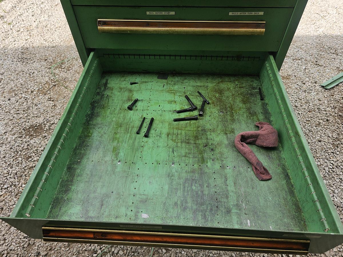 Used 9 Drawer Equipto Industrial Modular Ball Bearing Tooling Cabinet 30" x 28" x 59" 