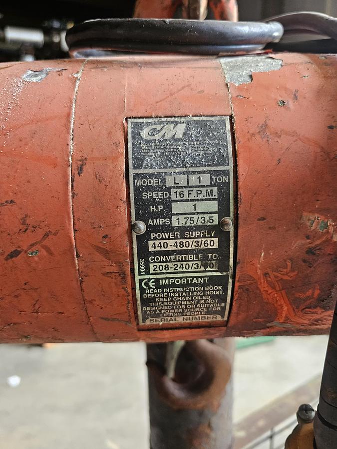 Used 1500# Gorbel Freestanding Overhead Bridge Crane 234" Span x 82' Runway, Power Trolley & Adjacent Crane Cell