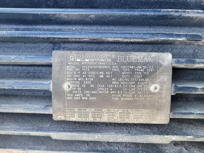 Used NOS Marathon 50 HP HVK326THFS8028ETL Blue Max Electric Motor 230/460V TEFC