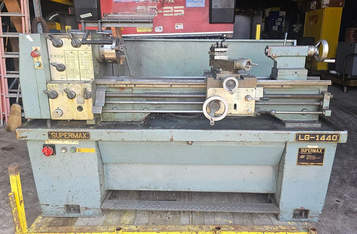 Used 14" x 40" Supermax LG-1440 Geared Head Gap Bed Engine Lathe