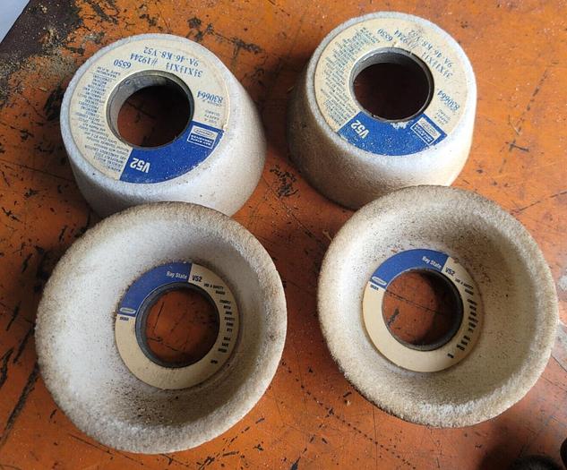Used 46 Grit Bay State Abrasives 3-1/2" x 1-1/2" x 1-1/4" Flaring Cup Wheels, Qty.-4x