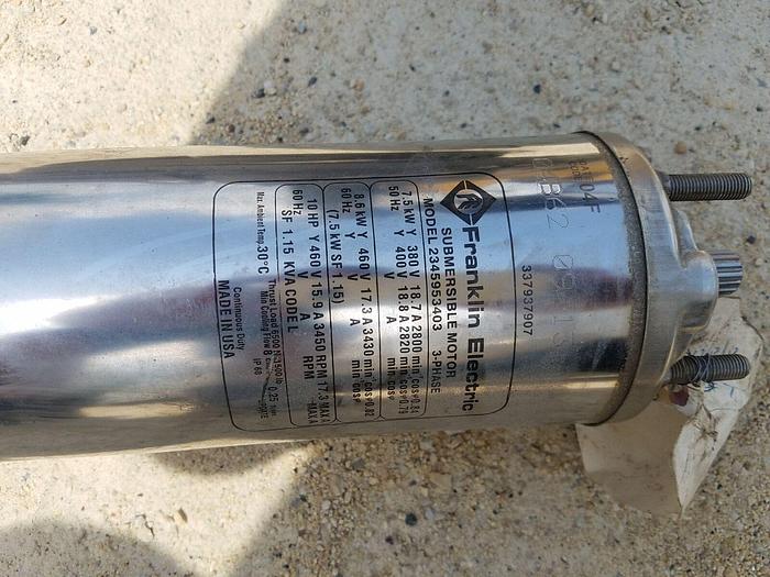 Used Franklin Electric Submersible Well Pump Motor 10 hp Model #2345953403