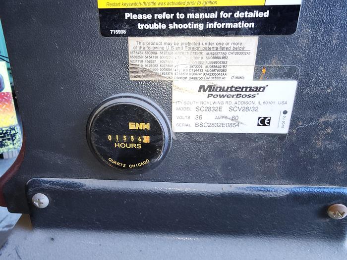 Used Minuteman 36V Electric Battery Operated Ride-On Floor Scrubber #SCV-28/32