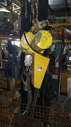 Used Yale 2 Ton Electric Chain Hoist Model #KEL2-10H15/3.75S2 w/2 Ton Coffing Trolley